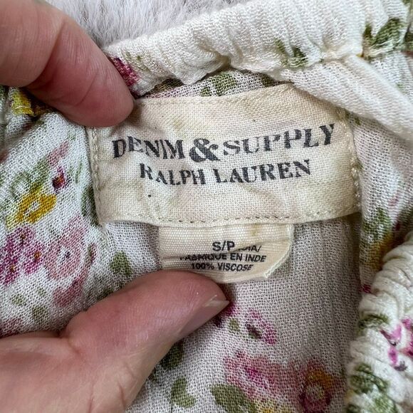 Denim & Supply Ralph Lauren Floral Boho Top Peasant Off Shoulder Size Small - Picture 3 of 7